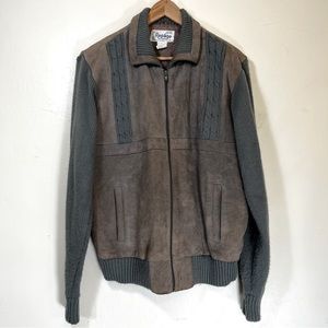 🔘 VTG Grey Suede Bomber Jacket 🔘